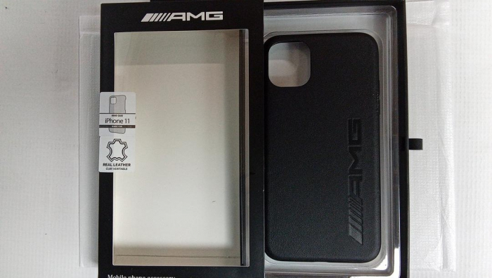 Husă AMG Mercedes AMHCN61DOLBK pentru iPhone 11, piele neagră de 6,1 inci [2]
