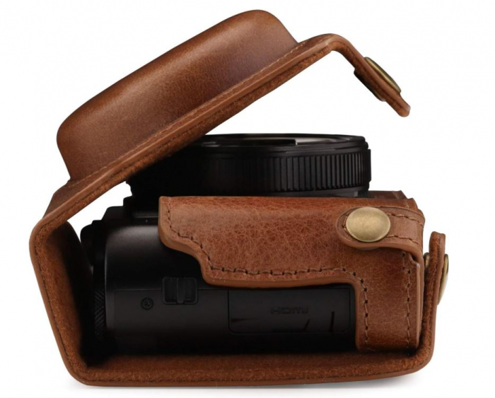 Husa aparat foto MegaGear MG1436, din piele, maro, pentru Panasonic Lumix DMC-TZ100 [7]