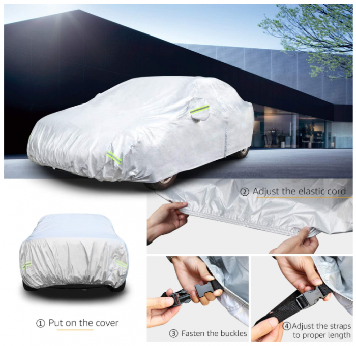 Husă auto rezistentă la intemperii Amazon Basics, PEVA cu bumbac, berline de până la 457 cm [4]