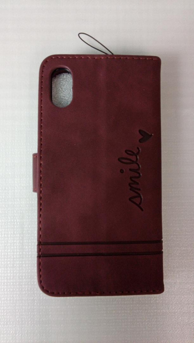 Husă Bravoday pentru iPhone X/iPhone XS, husă din piele PU, Wine Red [2]