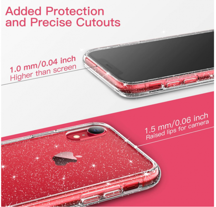 Husă cu sclipici JETech pentru iPhone XR de 6,1 inchi, transparentă [8]