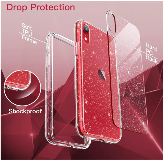 Husă cu sclipici JETech pentru iPhone XR de 6,1 inchi, transparentă [7]