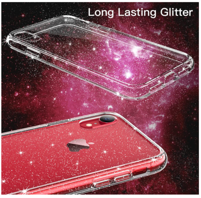 Husă cu sclipici JETech pentru iPhone XR de 6,1 inchi, transparentă [4]