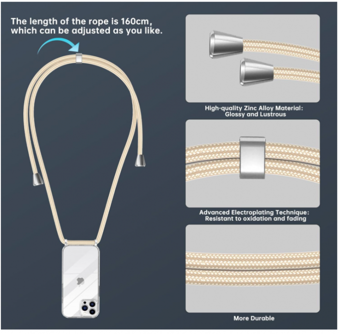Husă cu șnur Nupcknn pentru iPhone 15 Pro, transparentă [5]