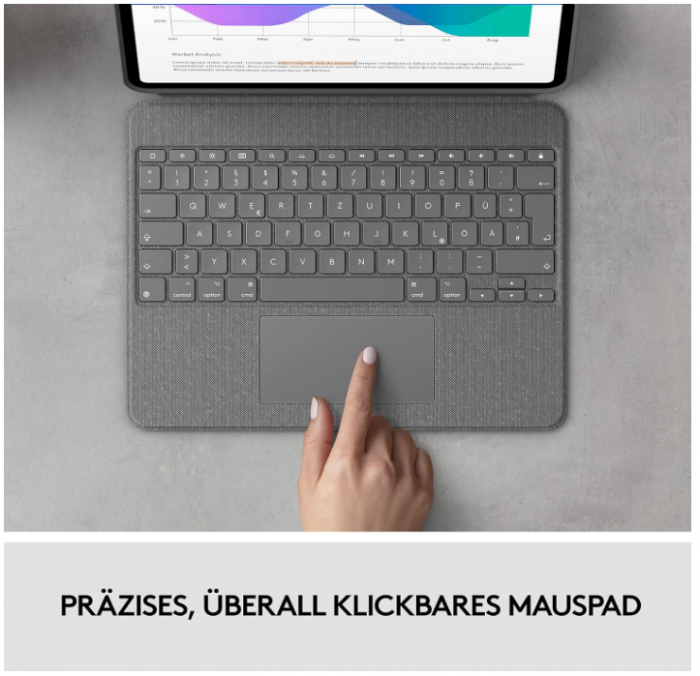 Husa cu tastatură Logitech Combo Touch pentru iPad Pro 12.9 (a 5-a generație - 2021) Aspect QWERTZ german, Gri [9]