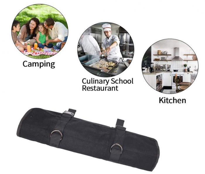 Husa cutite pentru bucatar QEES, 11 compartimente, 69x47 cm, negru [8]