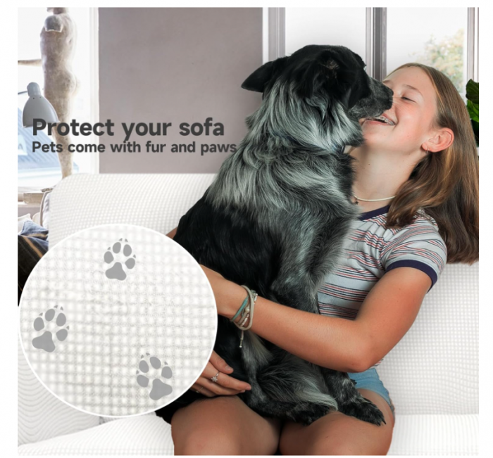 Husa de canapea Ystyle, 4 locuri cu cotiera, 233-293 cm, alb [3]