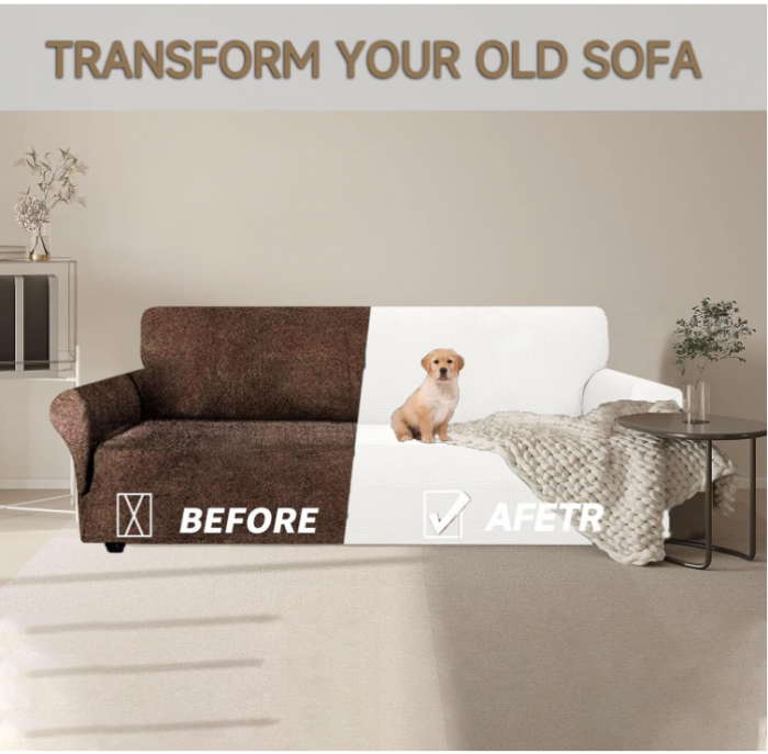 Husa de canapea Ystyle, 4 locuri cu cotiera, 233-293 cm, alb [6]