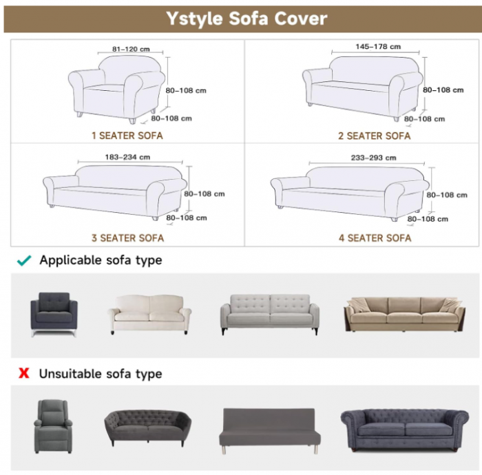 Husa de canapea Ystyle, 4 locuri cu cotiera, 233-293 cm, alb [4]