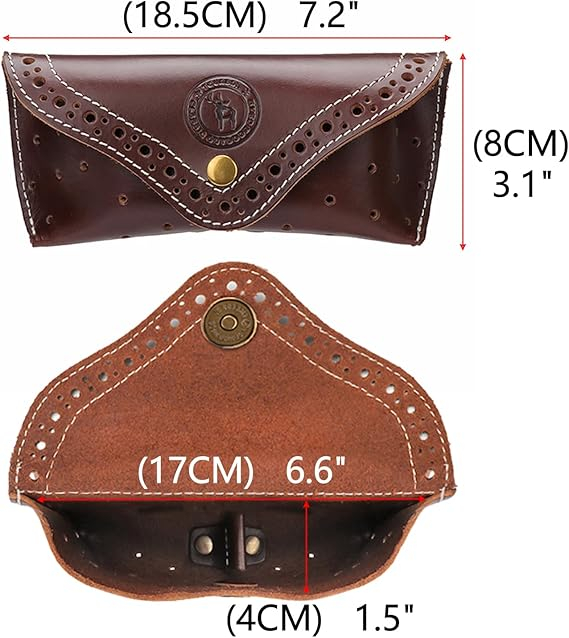 Husa de ochelari din piele naturala Tourbon, maro [4]