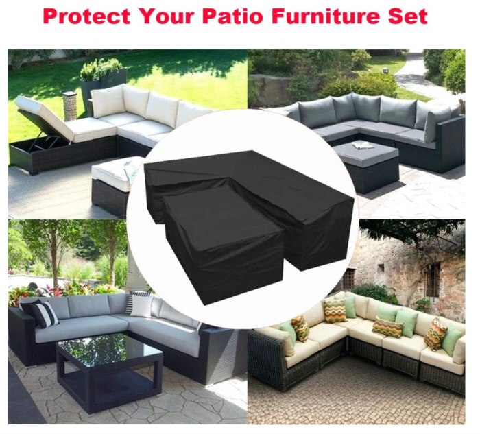 Husă de protectie pentru canapea Silvotek în formă de L, cu șnururi în partea de jos, 210D [6]