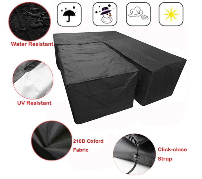 Husă de protectie pentru canapea Silvotek în formă de L, cu șnururi în partea de jos, 210D [4]