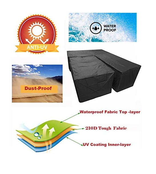 Husă de protectie pentru canapea Silvotek în formă de L, cu șnururi în partea de jos, 210D [7]