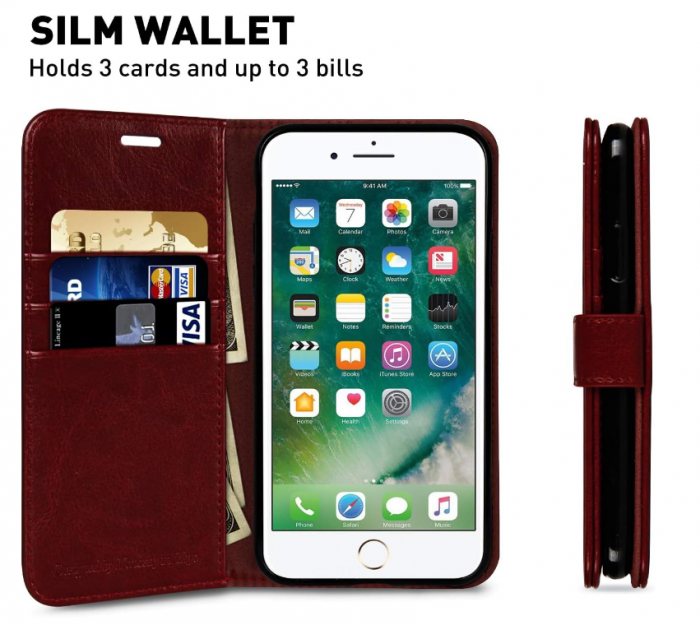 Husă din piele MONASAY pentru iPhone 6/6s, 4,7 inchi, visiniu [4]