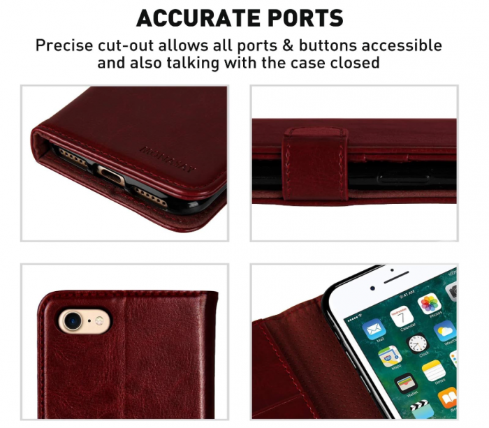 Husă din piele MONASAY pentru iPhone 6/6s, 4,7 inchi, visiniu [6]