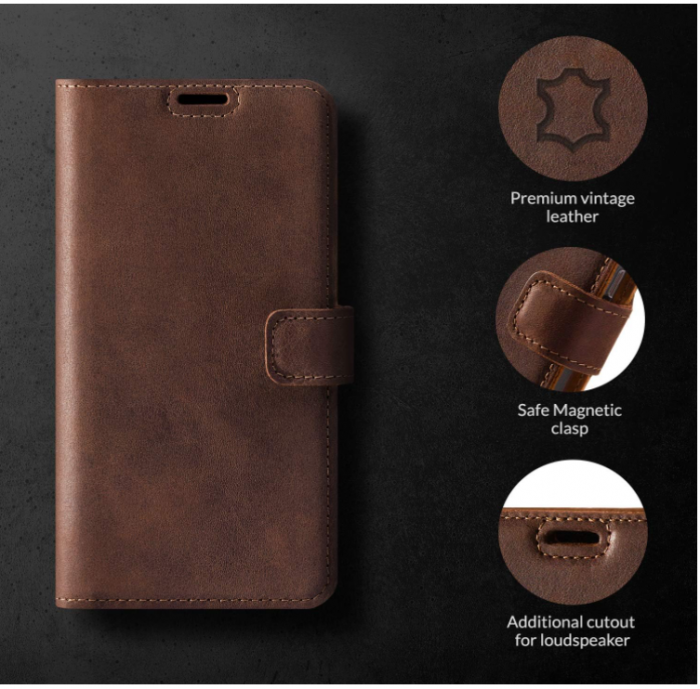 Husă din piele naturala SURAZO pentru Samsung Galaxy A53 5G 4G (nucă) [9]