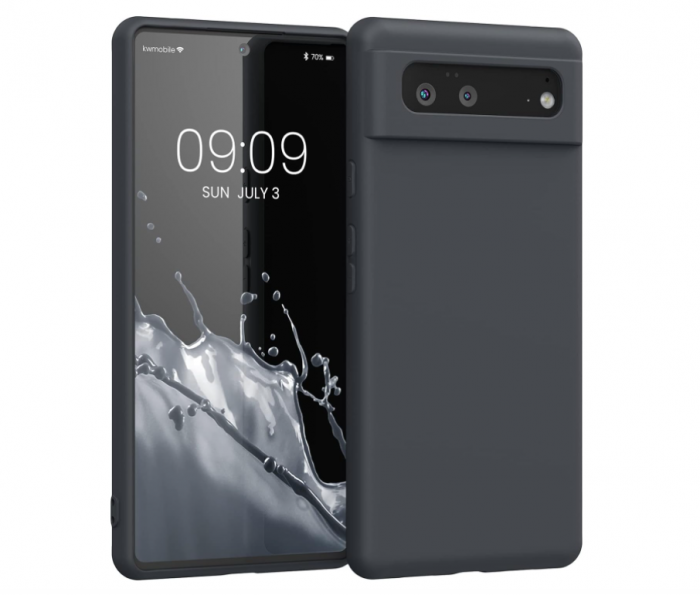 Husa din silicon Kwmobile pentru Google Pixel 6, Neagra Mat [1]