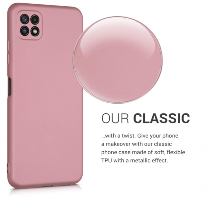 Husa din silicon Kwmobile pentru Samsung Galaxy A22 5G, Aur roz metalic [4]