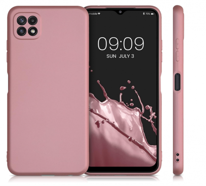 Husa din silicon Kwmobile pentru Samsung Galaxy A22 5G, Aur roz metalic [6]