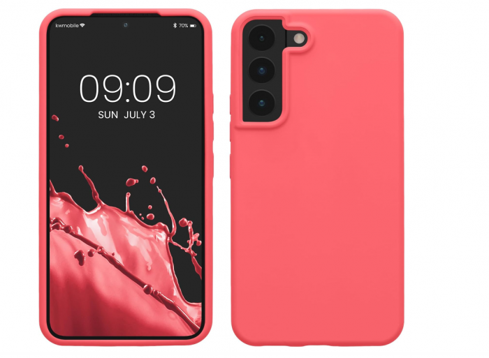 Husa din silicon Kwmobile pentru Samsung Galaxy S22, Coral neon [1]