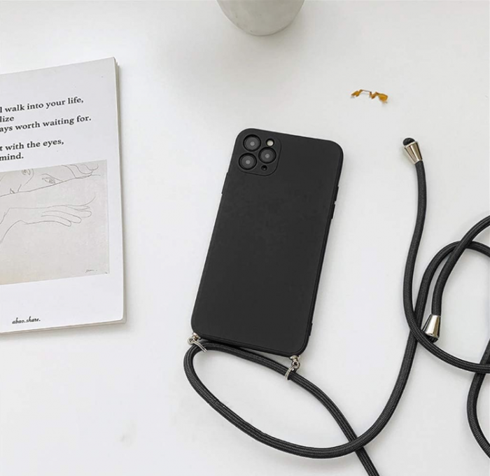 Husă din silicon pentru iPhone 11 Pro Max cu șnur , negru [6]