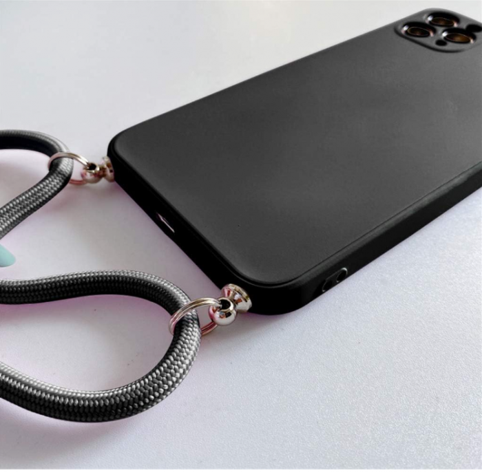 Husă din silicon pentru iPhone 11 Pro Max cu șnur , negru [4]