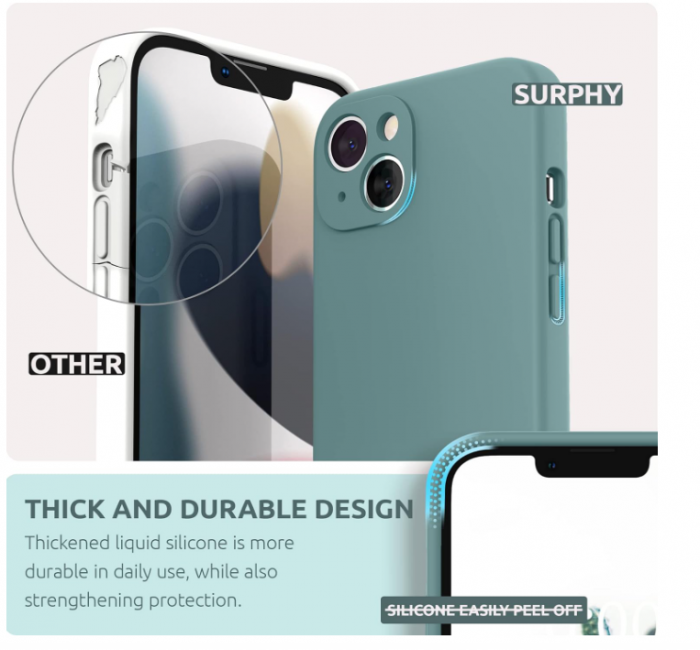 Husa din silicon SURPHY pentru iPhone 13, 2021 (verde cactus) [5]
