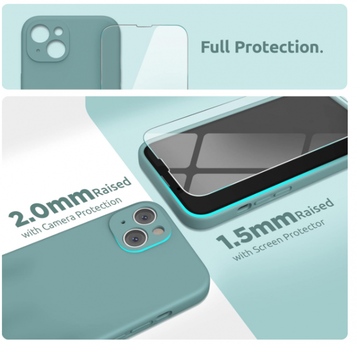 Husa din silicon SURPHY pentru iPhone 13, 2021 (verde cactus) [4]