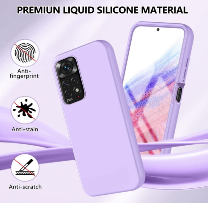 Husă din silicon Tawarror pentru Xiaomi Redmi Note 11/Redmi Note 11S 4G cu protectie de ecran încorporată, violet [5]
