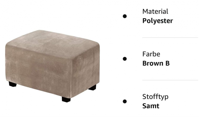 Husă dreptunghiulară pentru taburet din catifea Cutefly, Maro [7]