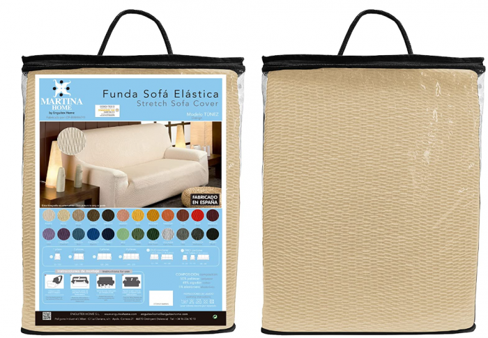 Husa elastica pentru canapea Martina Home, bej, 2 locuri, 120 la 190 cm [2]