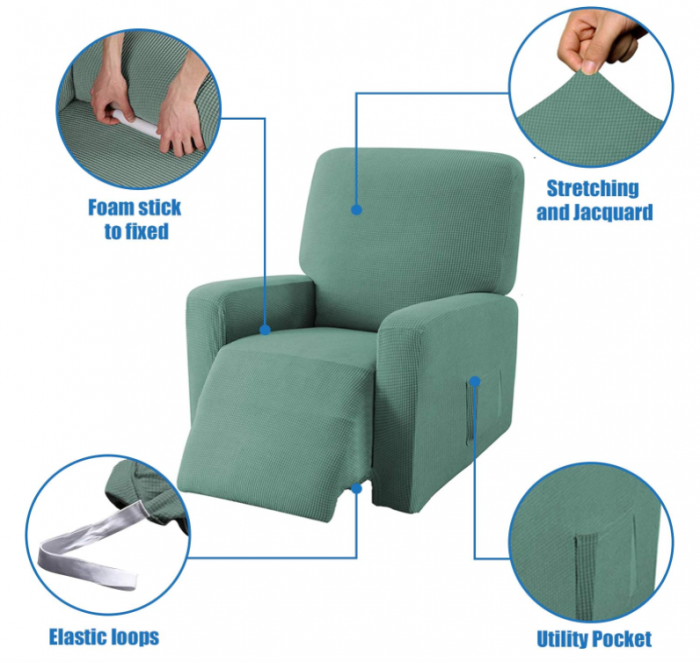 Husa elastica pentru fotoliu EBETA E Jacquard, verde deschis [5]