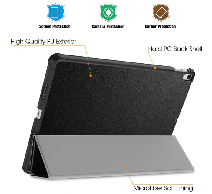 Husă FINTIE pentru iPad Air a 3-a generație (2019) / iPad Pro 10,5 inchi (2017), neagră [10]
