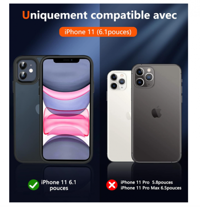 Husă Hensinple pentru iPhone 11, cu folie protectie sticlă securizată, negru [3]