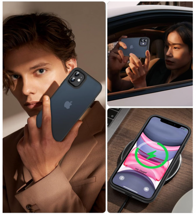 Husă Hensinple pentru iPhone 11, cu folie protectie sticlă securizată, negru [7]