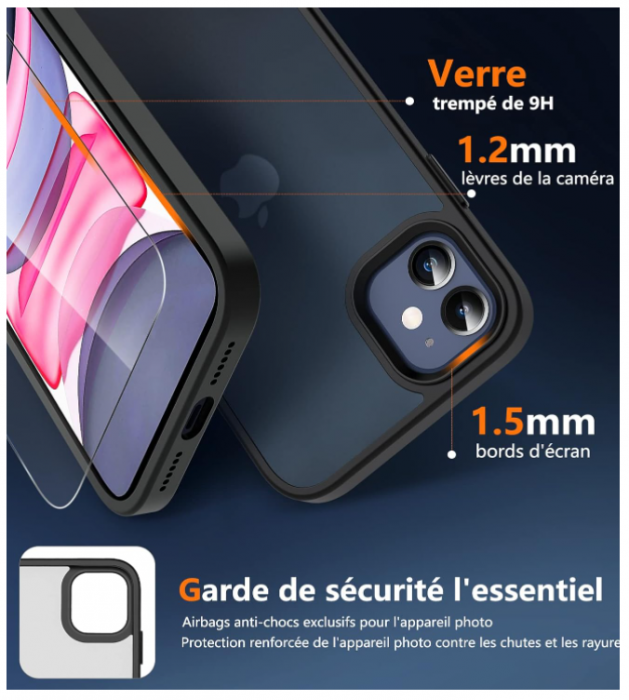 Husă Hensinple pentru iPhone 11, cu folie protectie sticlă securizată, negru [5]