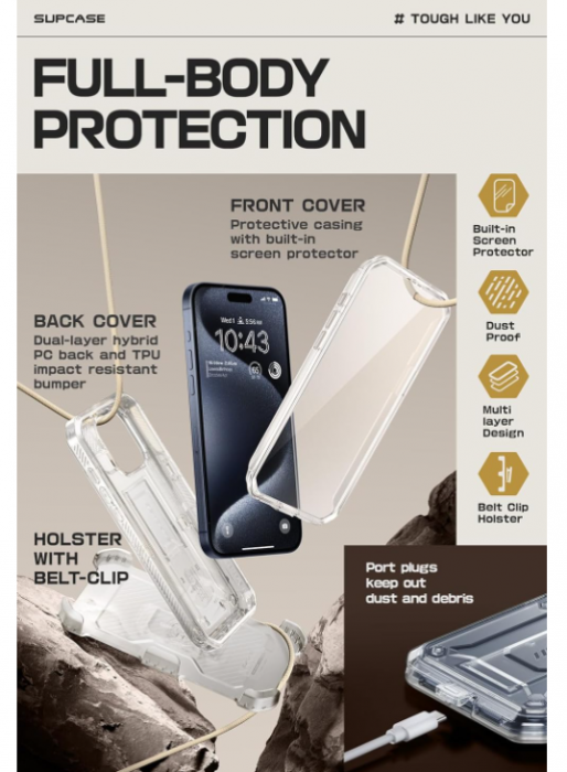 Husa iPhone 15 Pro Supcase Unicorn Beetle Pro, transparenta [6]