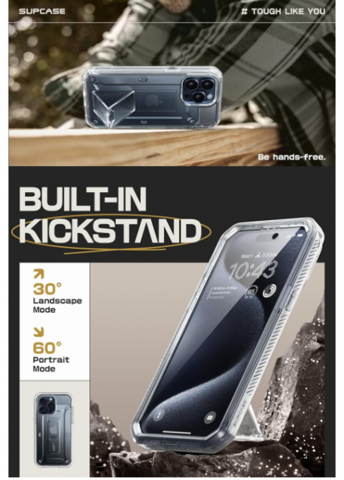 Husa iPhone 15 Pro Supcase Unicorn Beetle Pro, transparenta [5]