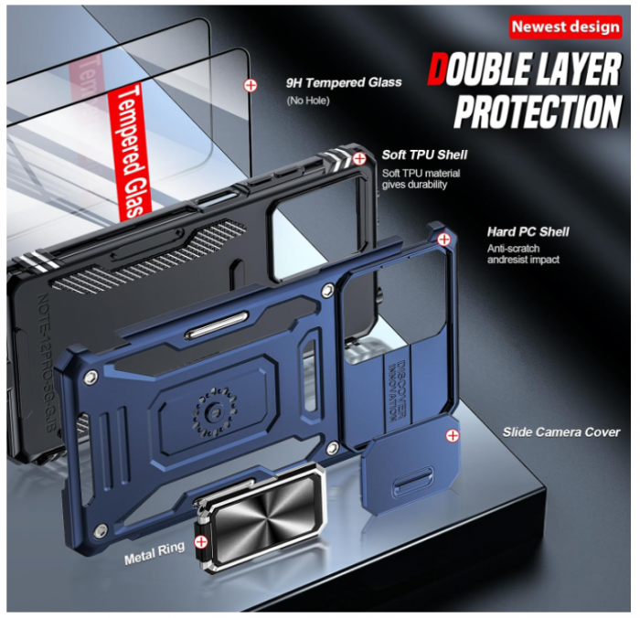 Husă LeYi pentru Xiaomi Redmi Note 12 Pro 5G/Poco X5 Pro 5G cu 2 folii ecran sticlă securizată [4]