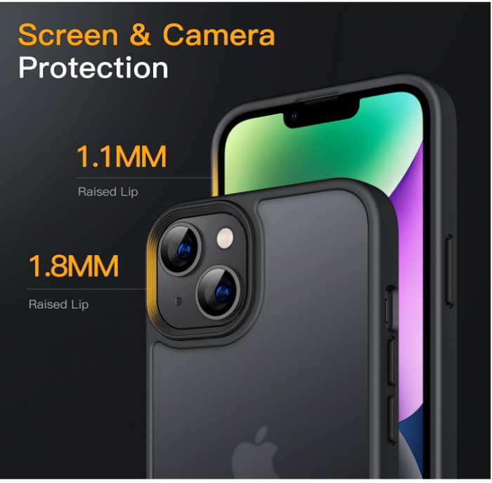 Husă mată JETech pentru iPhone 14 de 6.1 inchi, negru [6]