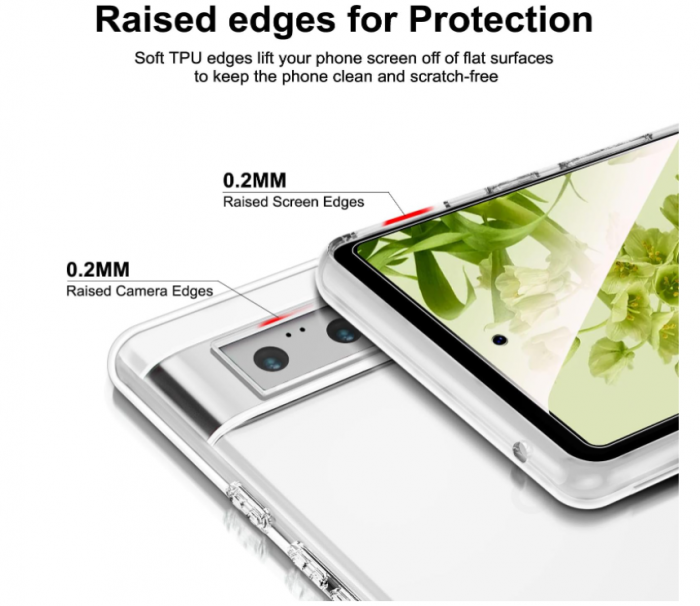 Husă NEW'C pentru Google Pixel 6 transparenta + 2 folii protecție din sticlă securizată [3]