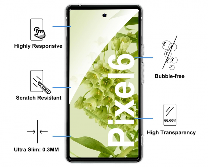 Husă NEW'C pentru Google Pixel 6 transparenta + 2 folii protecție din sticlă securizată [2]