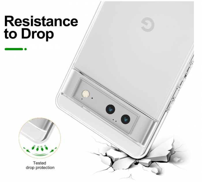 Husă NEW'C pentru Google Pixel 6 transparenta + 2 folii protecție din sticlă securizată [5]