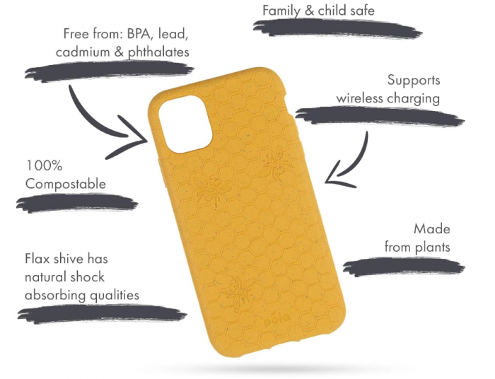 Husă Pela pentru iPhone XR: Eco-Friendly 100% biodegradabilă, galben Honey Bee [4]