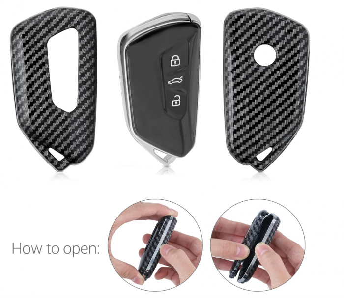 Husa pentru cheie auto Kwmobile compatibilă cu VW Golf 8, negru carbon [10]