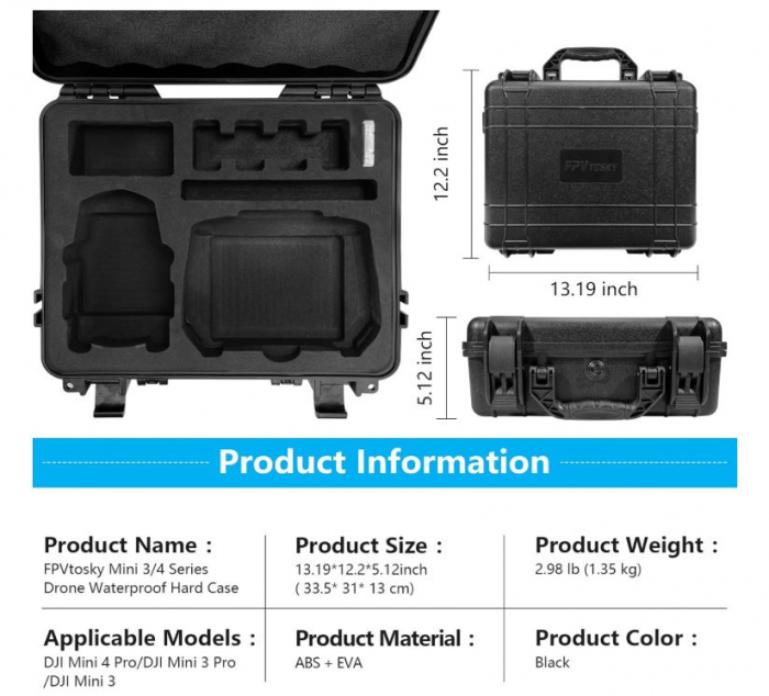 Husa pentru drona DJI Mini 3/DJI Mini 3 Pro, FPVtosky, negru [8]