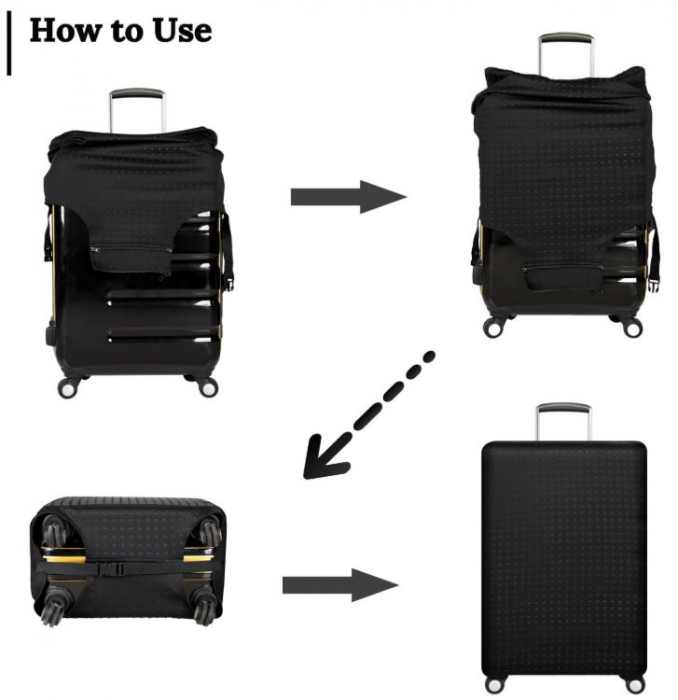 Husă pentru valiză de călătorie GOXUNYUAN, negru, 74-76 cm [6]