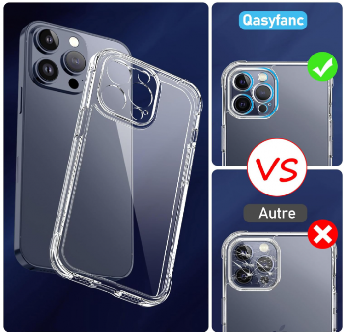 Husă Qasyfanc pentru iPhone 15 Pro + 2 folii protectie sticlă securizată, transparent [7]