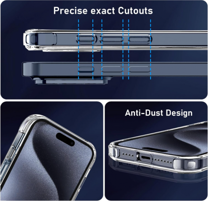 Husă Qasyfanc pentru iPhone 15 Pro + 2 folii protectie sticlă securizată, transparent [6]