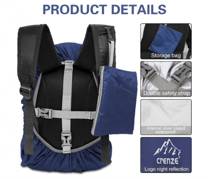 Husa reflectorizanta de ploaie pentru rucsac Crenze (30-40L) [4]
